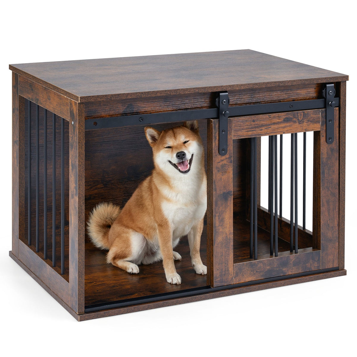 Heavy Duty Dog Crate Furniture with Sliding Barn Door – photo 1 of 24