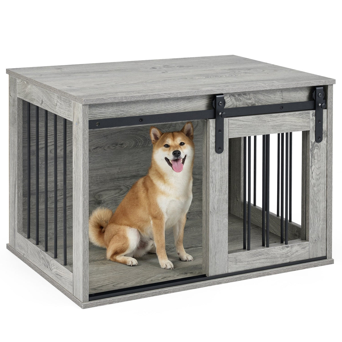 Heavy Duty Dog Crate Furniture with Sliding Barn Door – photo 19 of 24