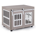 Dog Crate Furniture with Sliding Barn Door for Small Medium Dogs – front view
