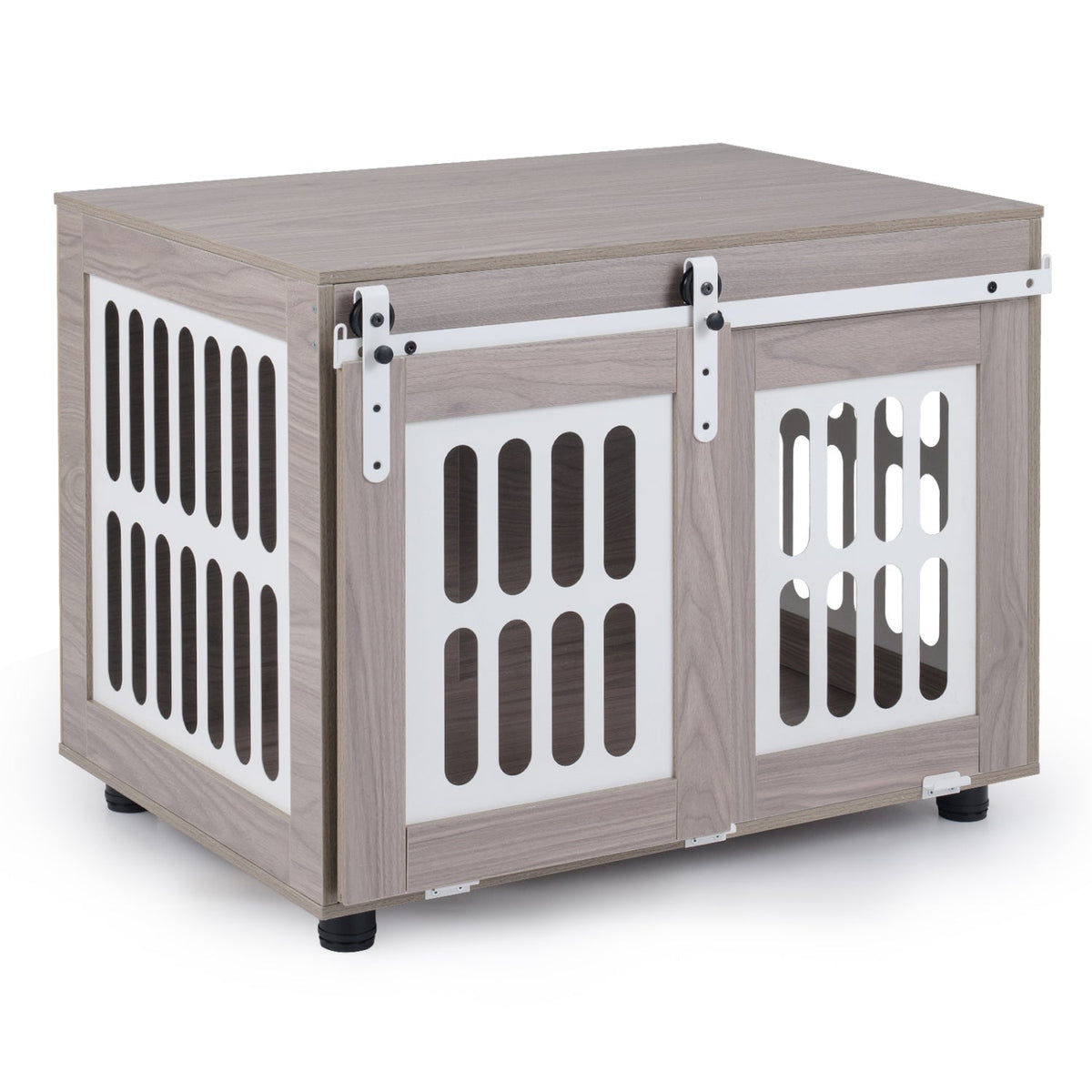 Dog Crate Furniture with Sliding Barn Door for Small Medium Dogs – front view