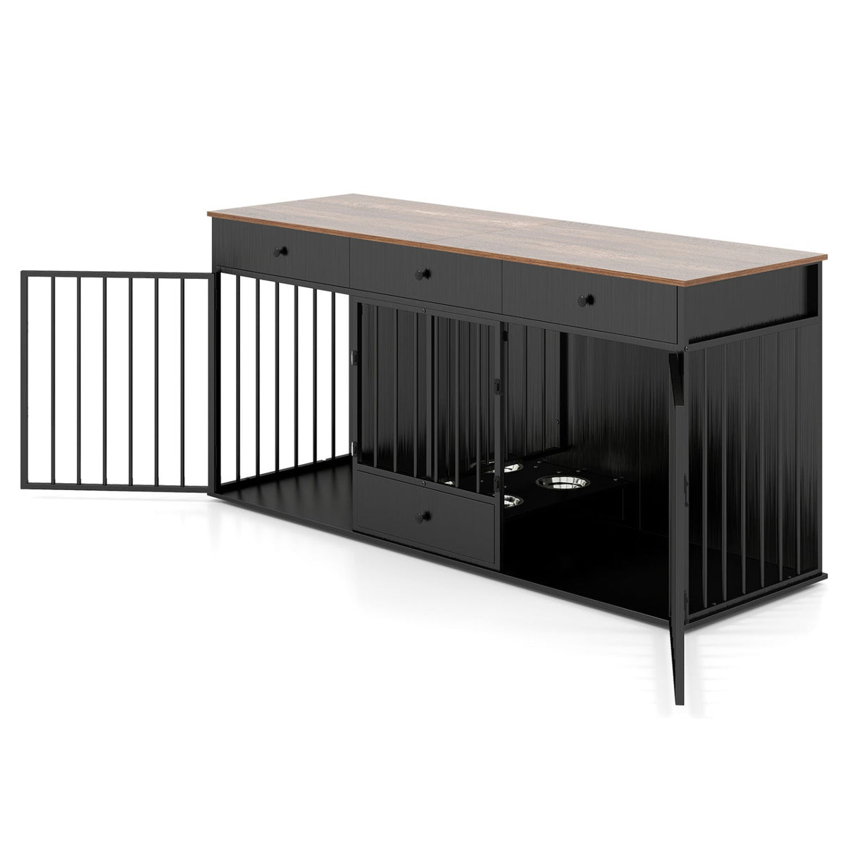 Dog Crate Furniture with Divider 3 Drawers and Pull-Out Feeder – photo 4 of 16