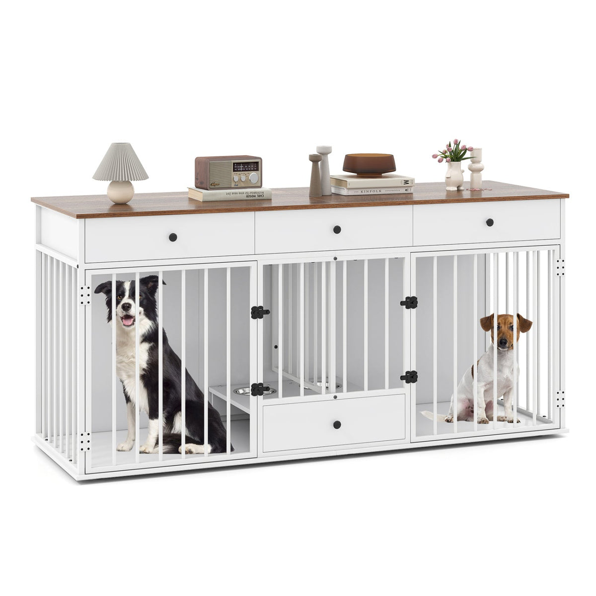 Dog Crate Furniture with Divider 3 Drawers and Pull-Out Feeder – photo 2 of 16