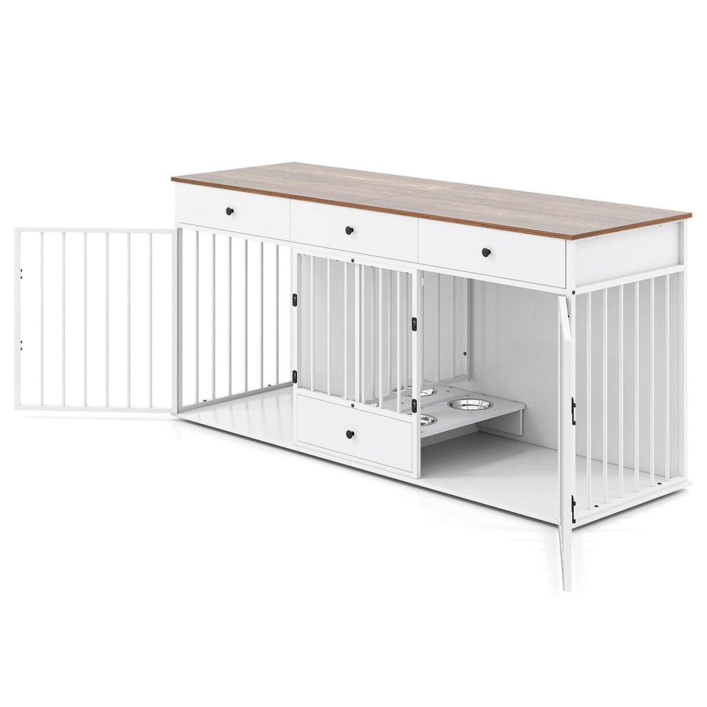 Dog Crate Furniture with Divider 3 Drawers and Pull-Out Feeder – photo 11 of 16