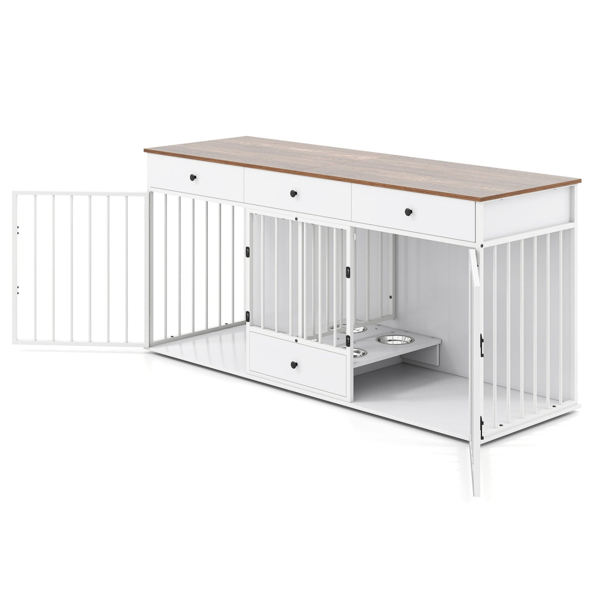 Dog Crate Furniture with Divider 3 Drawers and Pull-Out Feeder – photo 11 of 16