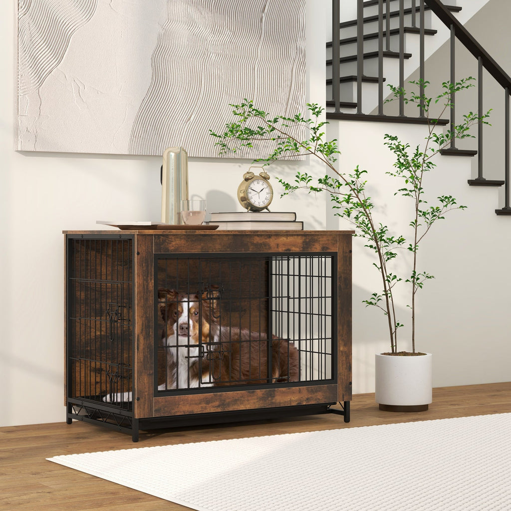 Dog Crate Furniture with Double Lockable Doors and Pull-Out Tray – photo 1 of 9