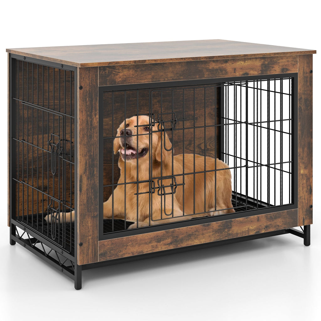 Dog Crate Furniture with Double Lockable Doors and Pull-Out Tray – photo 4 of 9