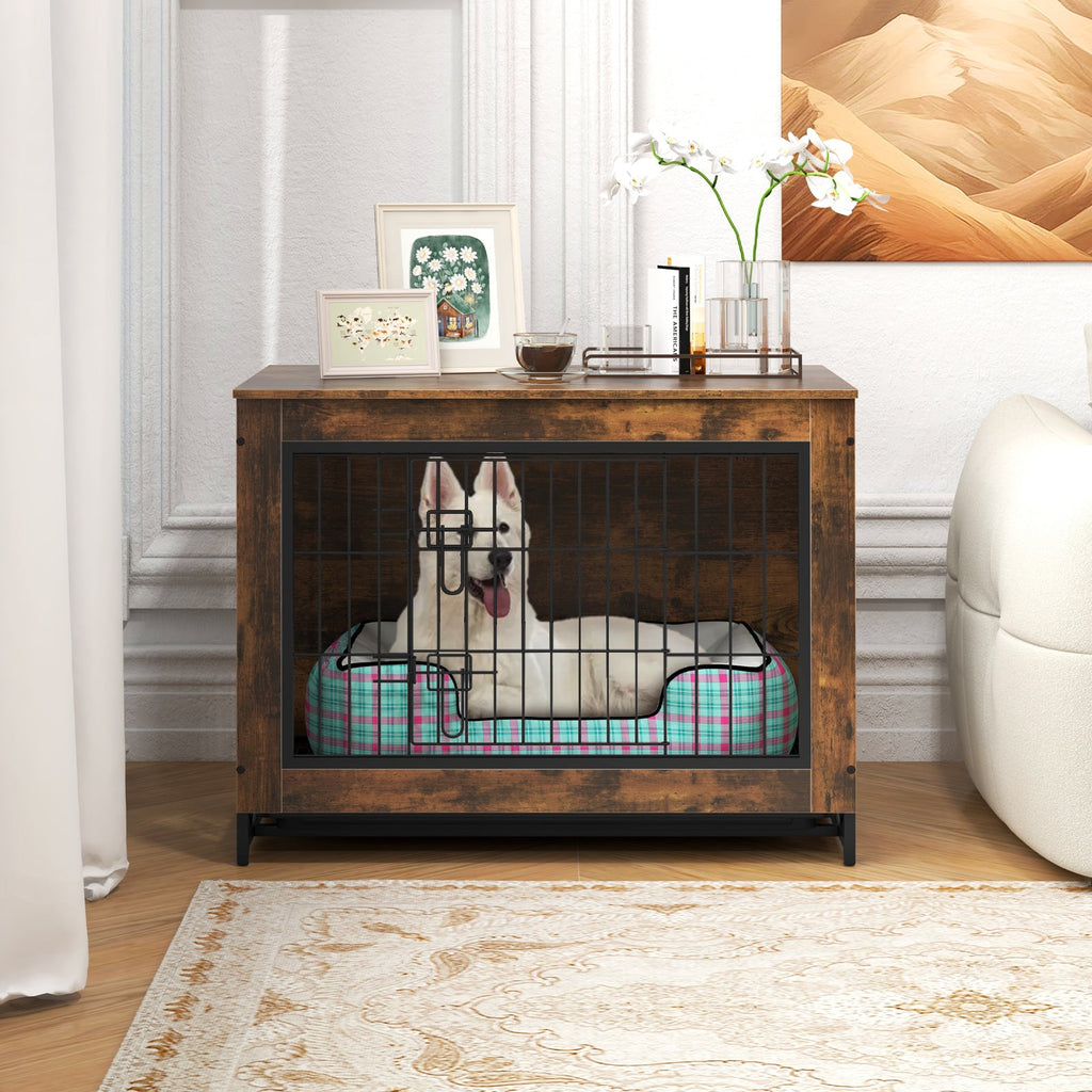 Dog Crate Furniture with Double Lockable Doors and Pull-Out Tray – photo 6 of 9