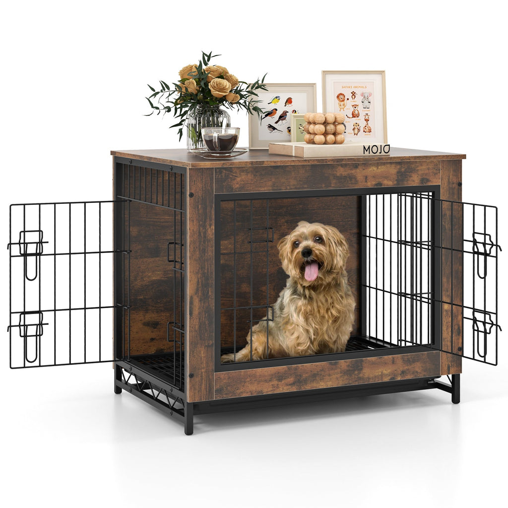 Dog Crate Furniture with Double Lockable Doors and Pull-Out Tray – photo 9 of 9