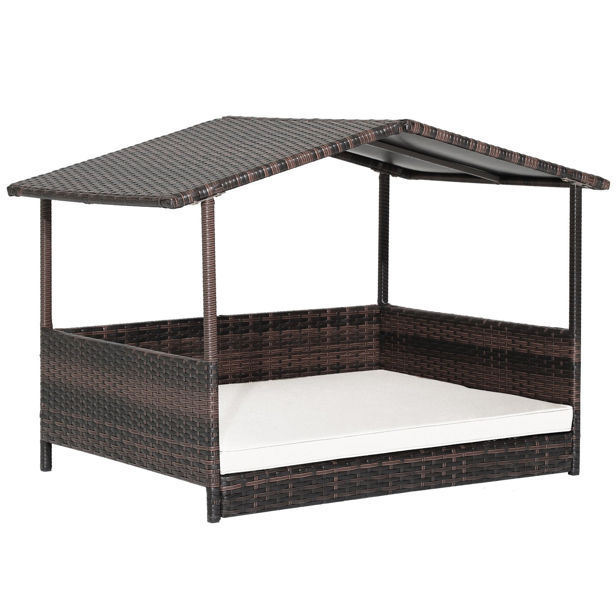 Wicker Dog House with Waterproof Roof and Washable Cushion – photo 3 of 10
