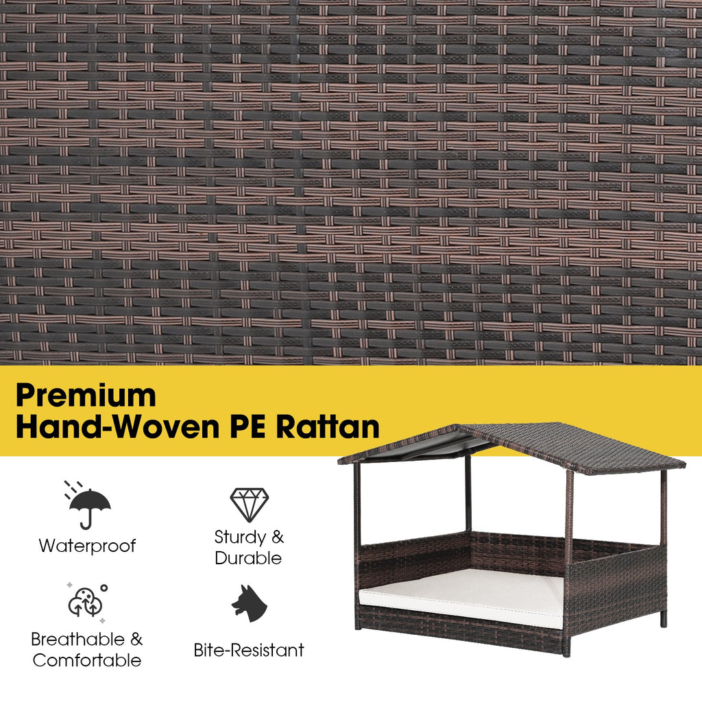 Wicker Dog House with Waterproof Roof and Washable Cushion – photo 7 of 10