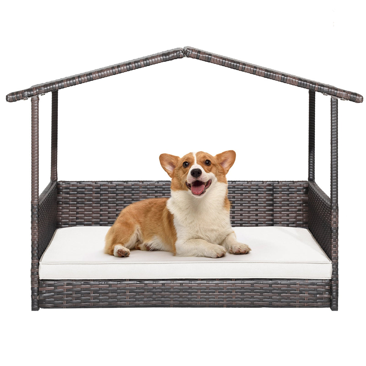Wicker Dog House with Waterproof Roof and Washable Cushion – photo 4 of 10
