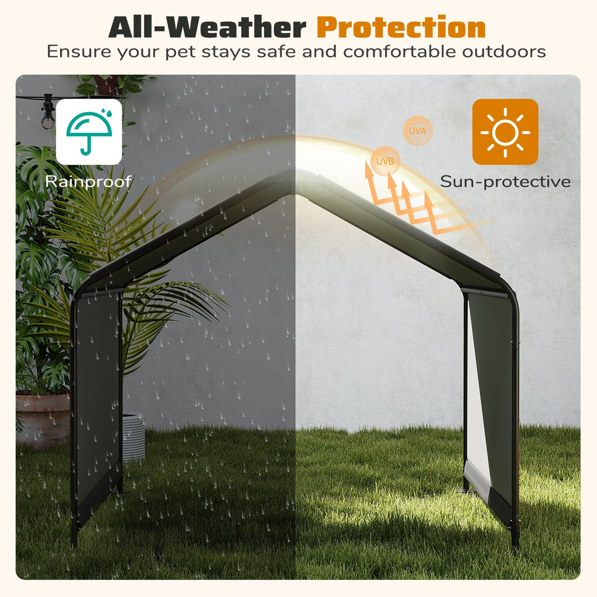 Dog Shade Shelter with Waterproof Roof Black – photo 6 of 8