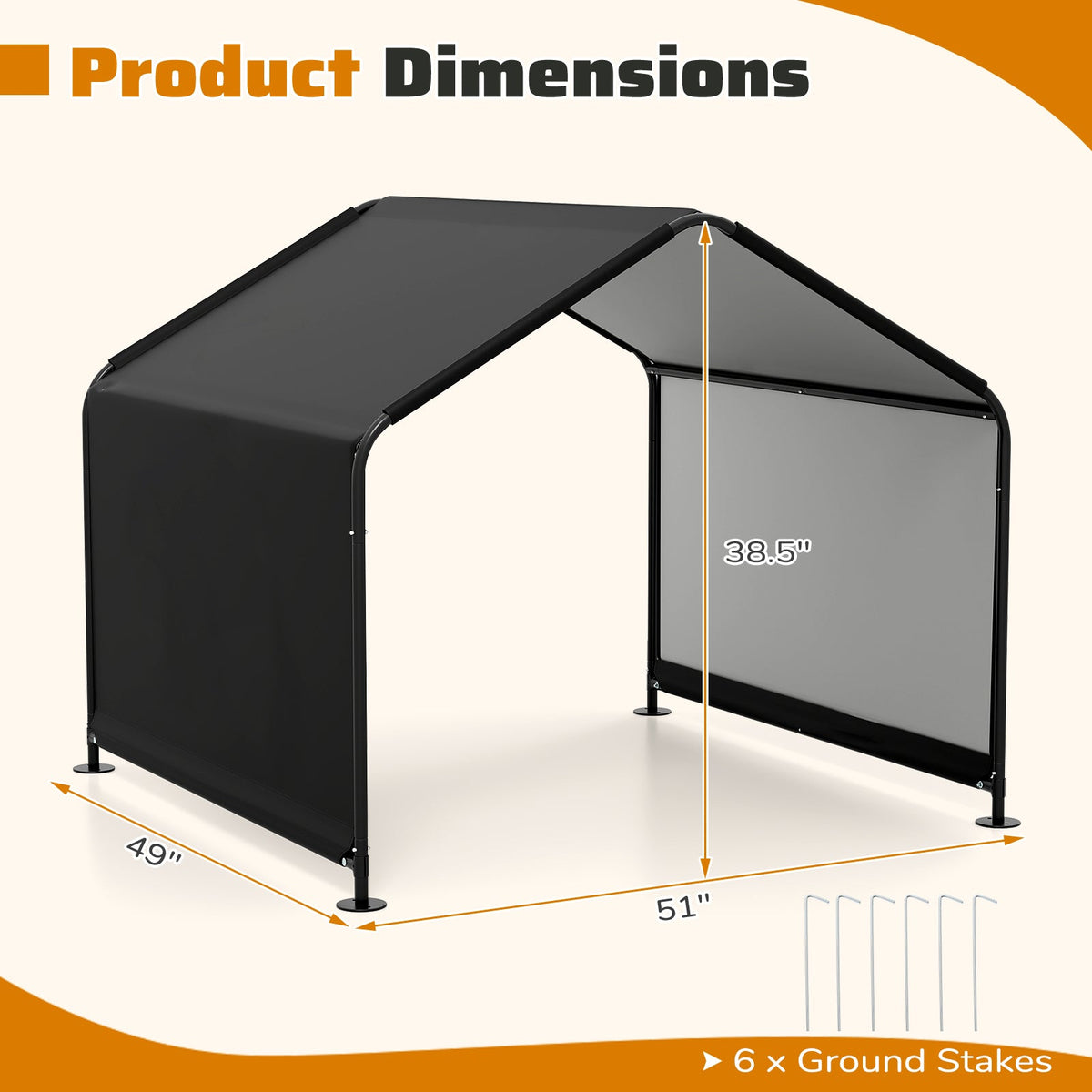 Dog Shade Shelter with Waterproof Roof Black – photo 4 of 8