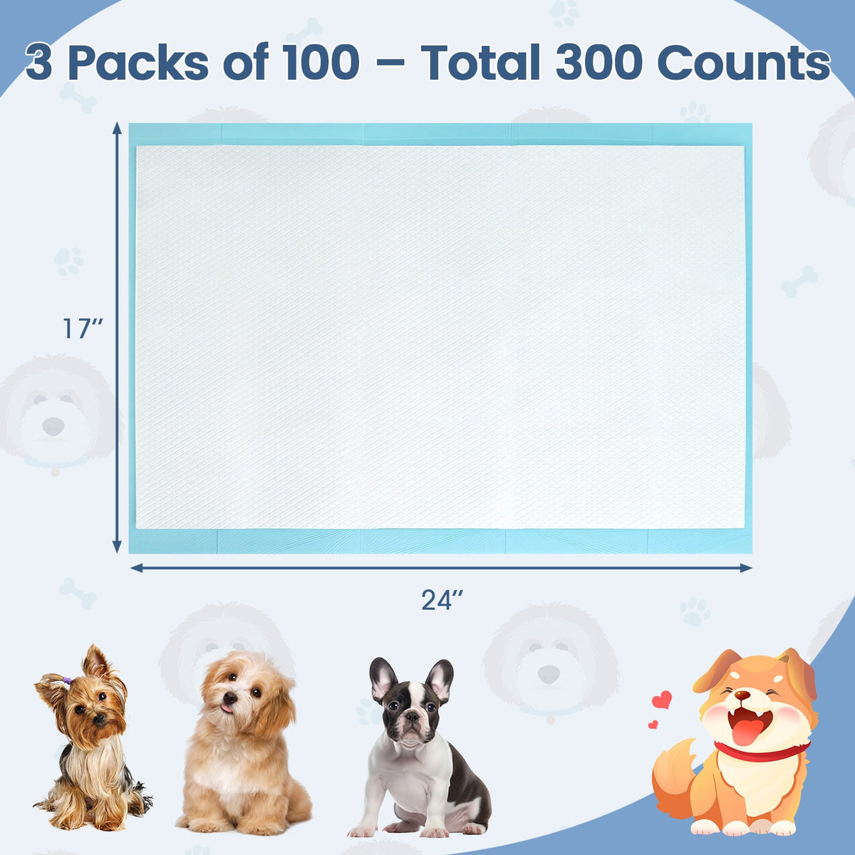 Dog Pee Pads 24 x 17 Inch 300 Count Blue – photo 3 of 8