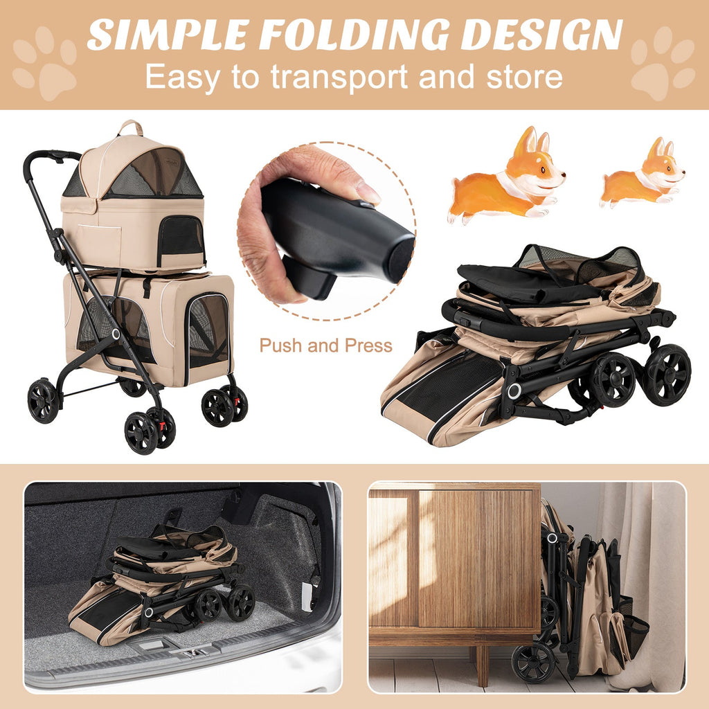 Double Pet Stroller Foldable 3-in-1 with 2 Detachable Carriers – photo 8 of 10