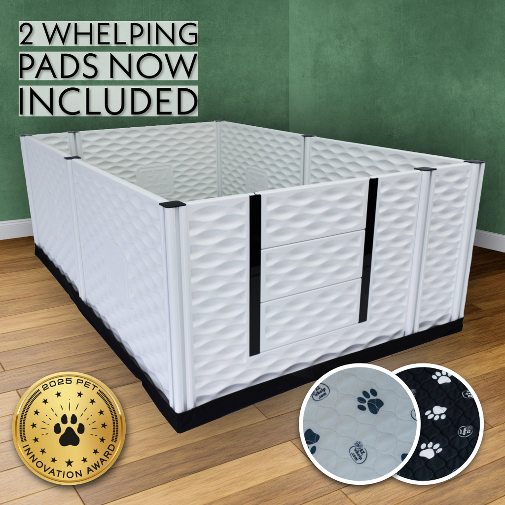 EZclassic Tall Whelping Box with Safety Rails – front view