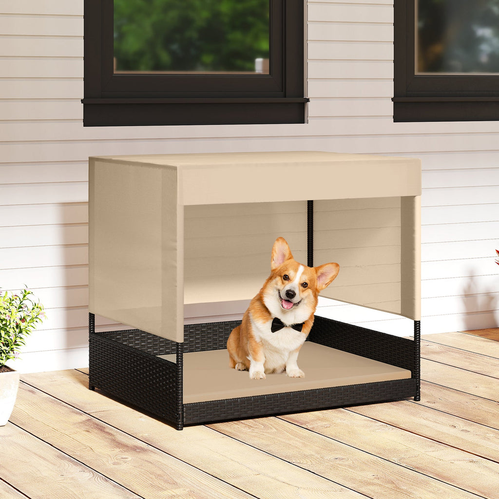 Elevated Wicker Dog House with Canopy Black – photo 2 of 8