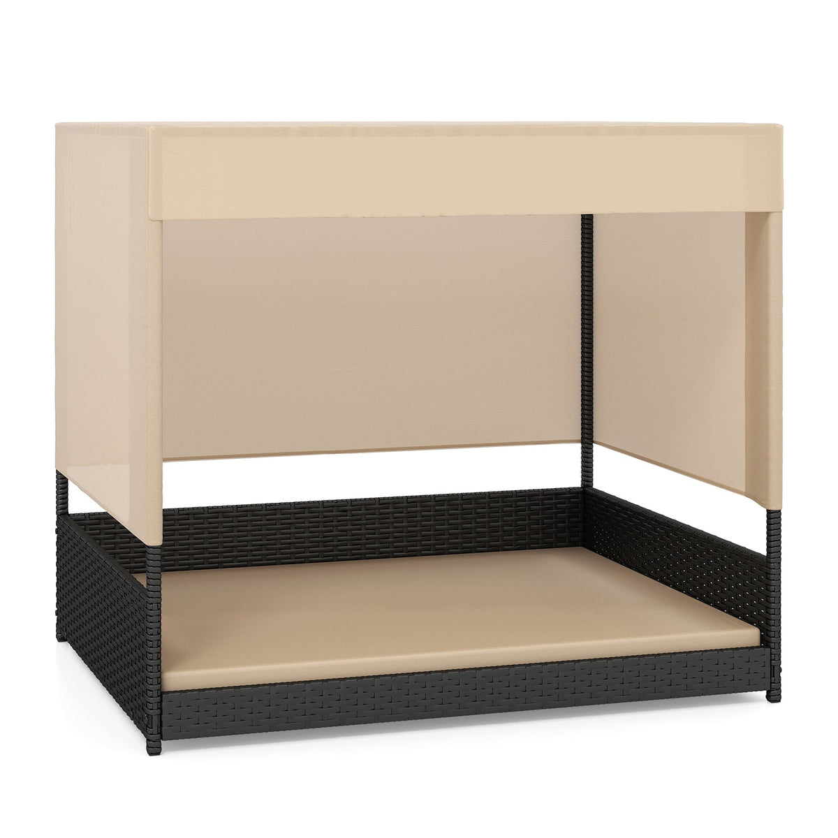 Elevated Wicker Dog House with Canopy Black – photo 3 of 8