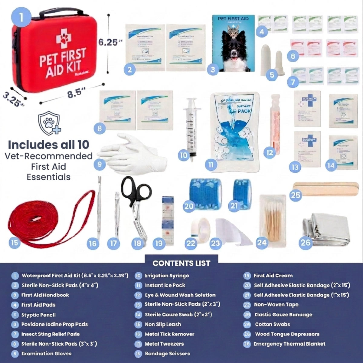 Pet First Aid Kit for Dogs & Cats with Vet-Approved Essentials – alternate view 4