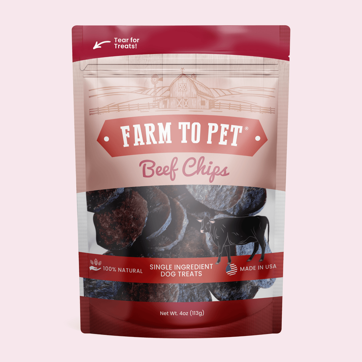 Beef Chips Dog Treats | Single-Ingredient Healthy Treats for Dogs – front view