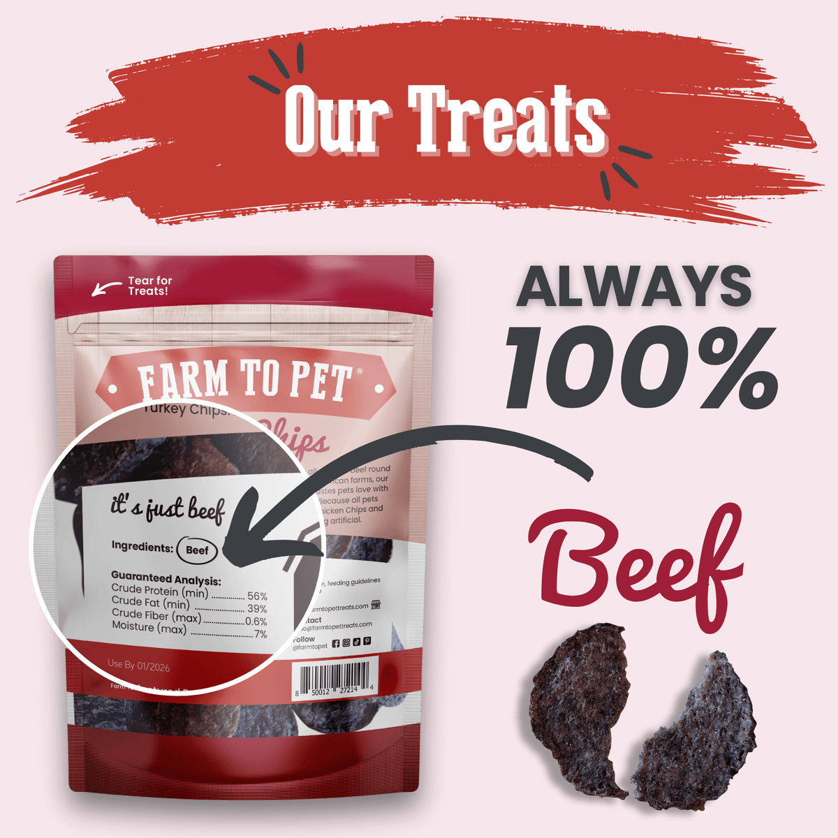 Beef Chips Dog Treats | Single-Ingredient Healthy Treats for Dogs – alternate view 2
