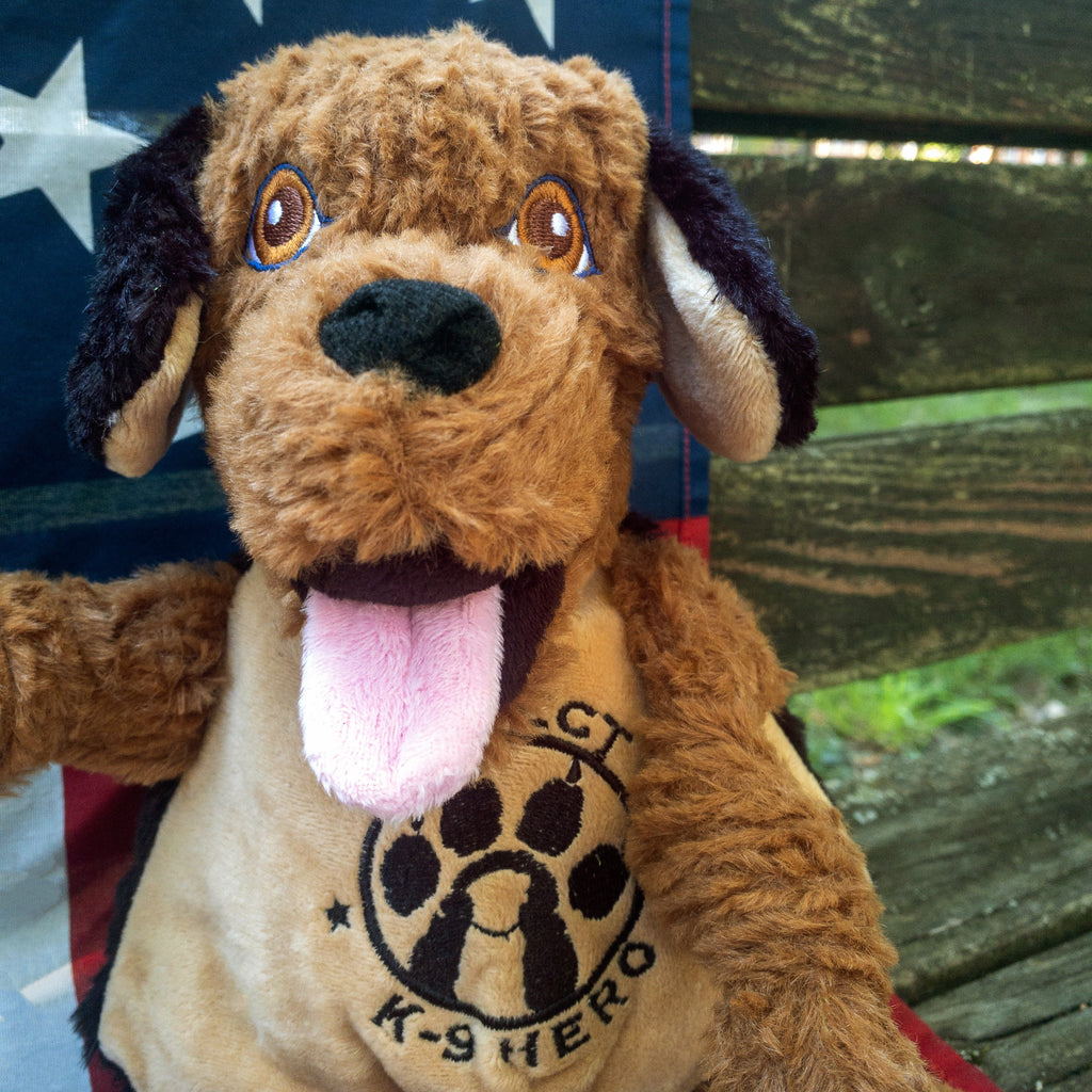 HuggleCause Project K-9 Hero Flash Knottie Plush Dog Toy Large, close-up
