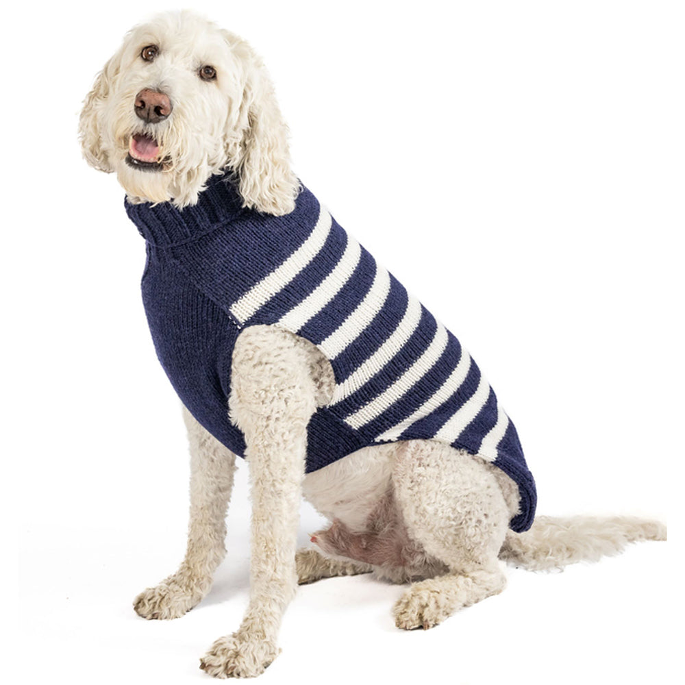 Flynn Alpaca Stripe Dog Sweater Navy and White – photo 3 of 4