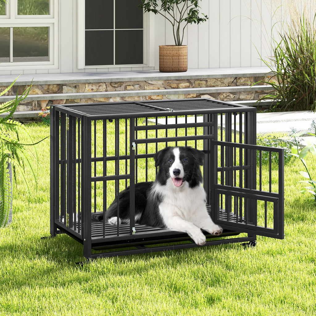 Foldable Heavy-Duty Metal Dog Cage with Lockable Wheels – photo 2 of 8