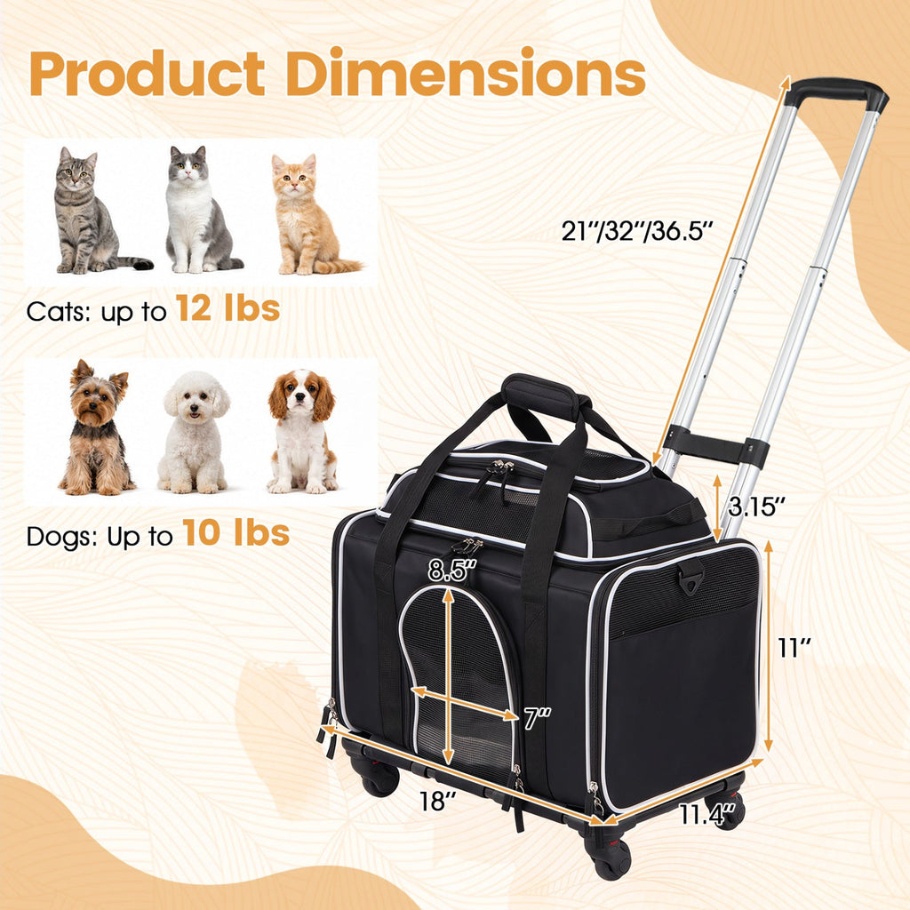 Rolling Pet Carrier with Wheels and Telescopic Handle – photo 4 of 16