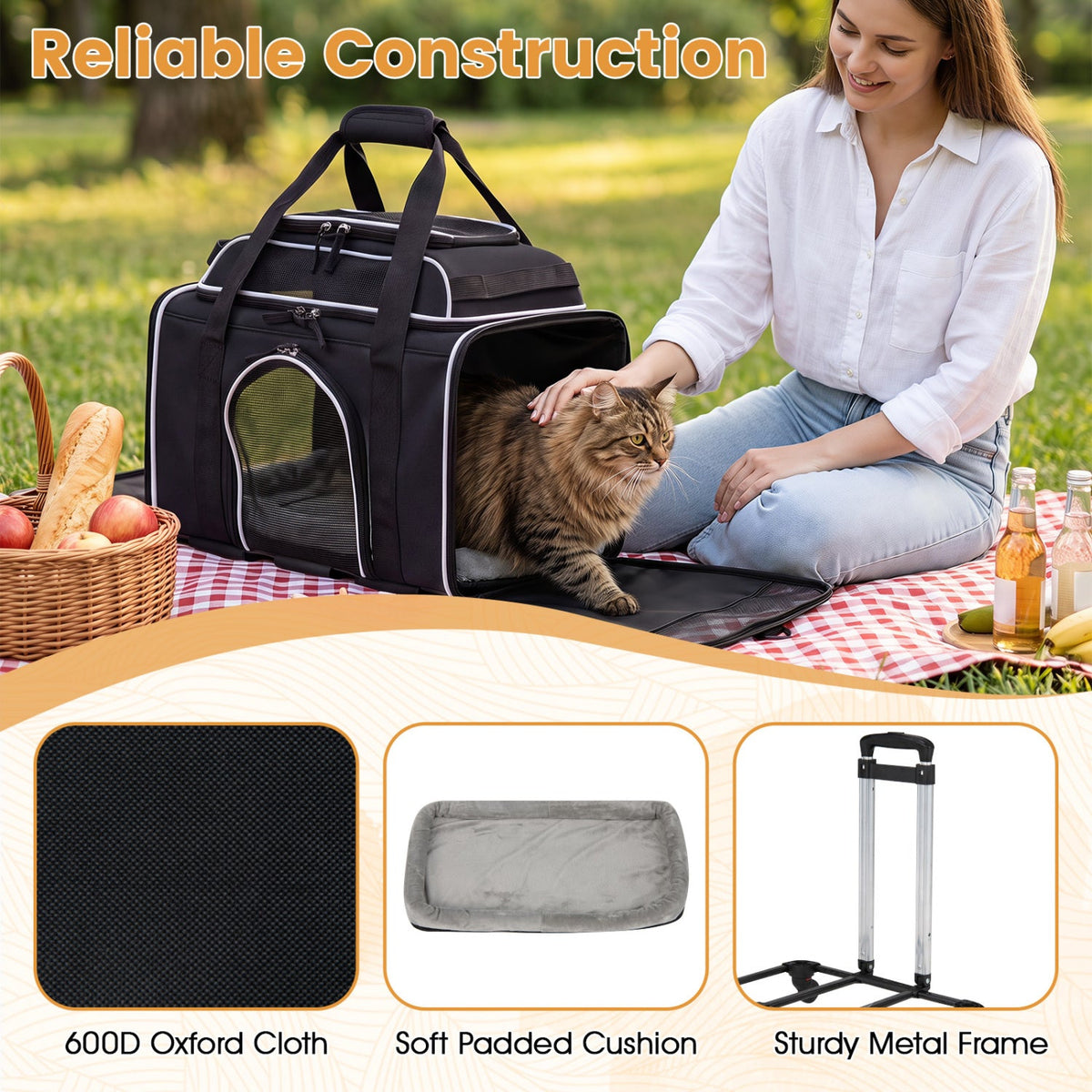 Rolling Pet Carrier with Wheels and Telescopic Handle – photo 5 of 16