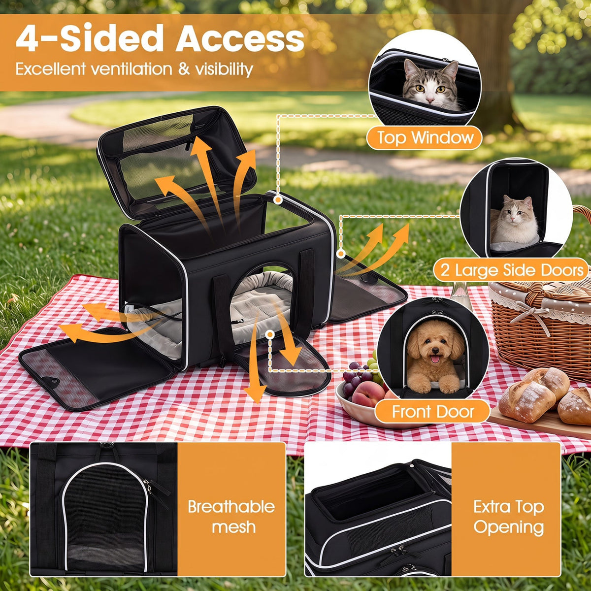 Rolling Pet Carrier with Wheels and Telescopic Handle – photo 8 of 16