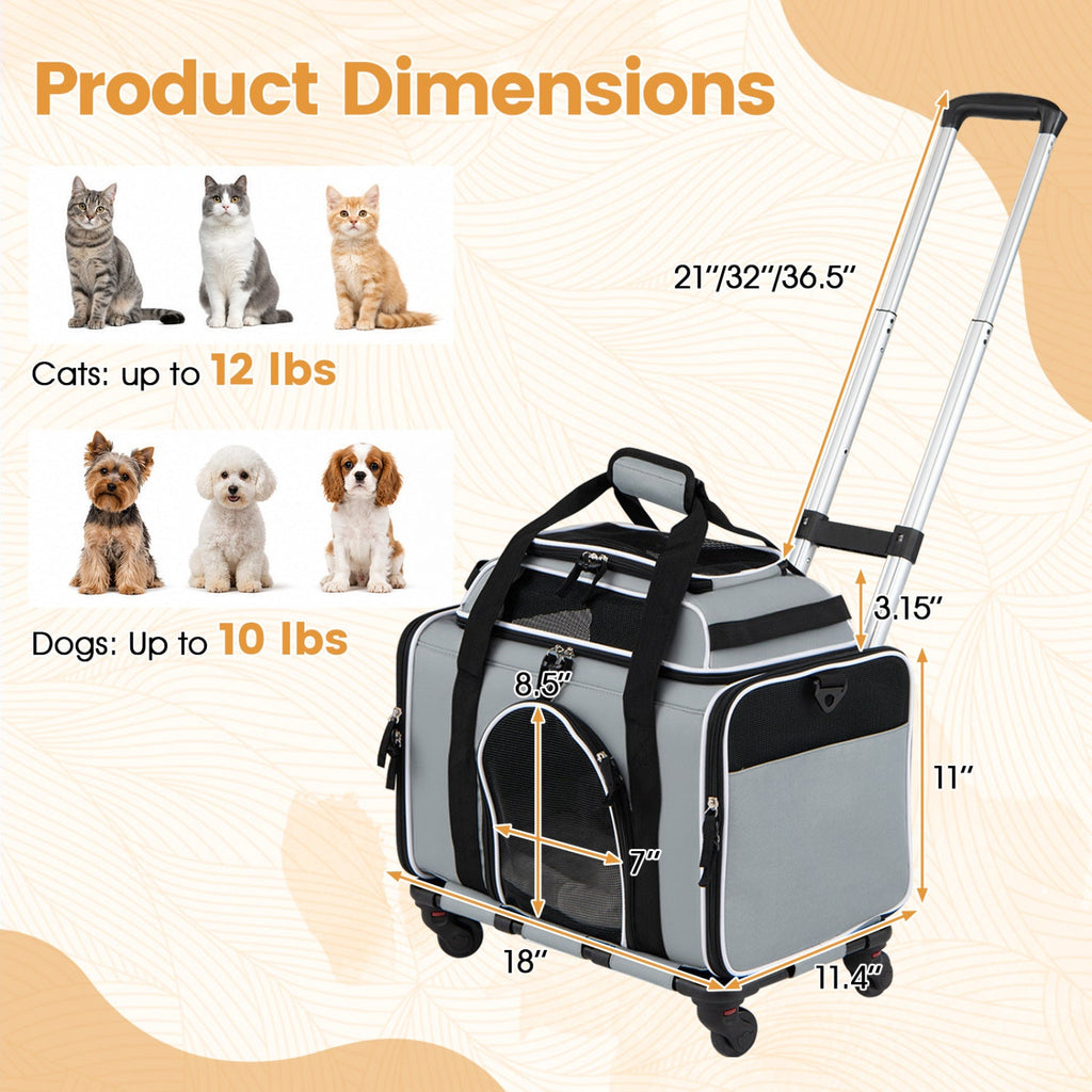 Rolling Pet Carrier with Wheels and Telescopic Handle – photo 12 of 16
