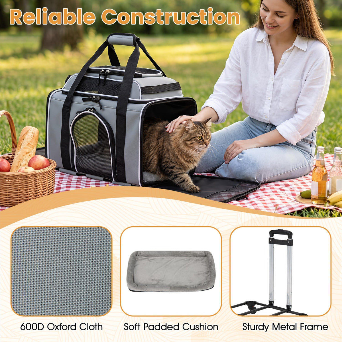 Rolling Pet Carrier with Wheels and Telescopic Handle – photo 13 of 16