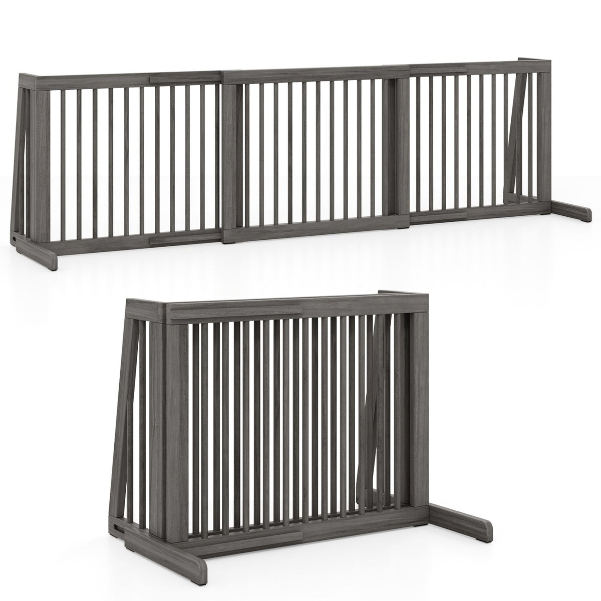 Adjustable 3-Panel Wood Pet Gate Foldable – photo 4 of 8