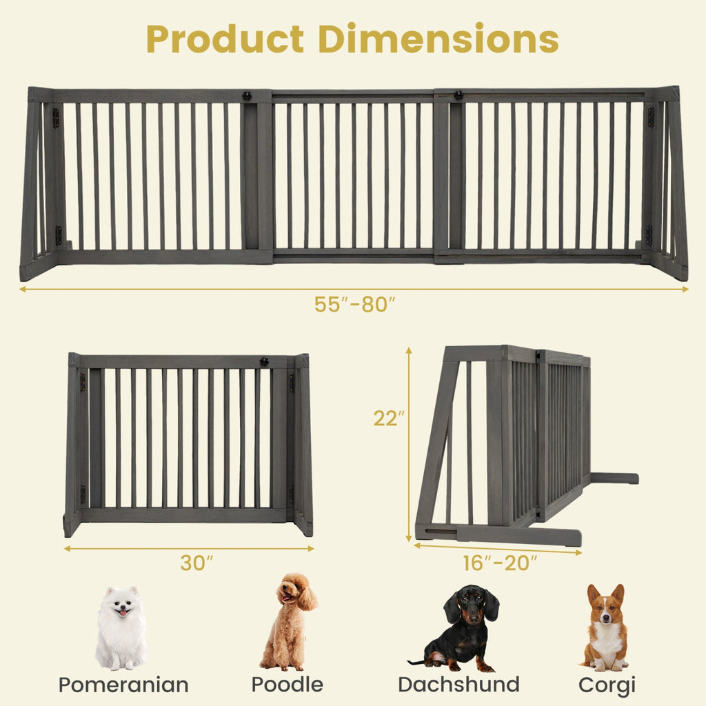 Adjustable 3-Panel Wood Pet Gate Foldable – photo 5 of 8