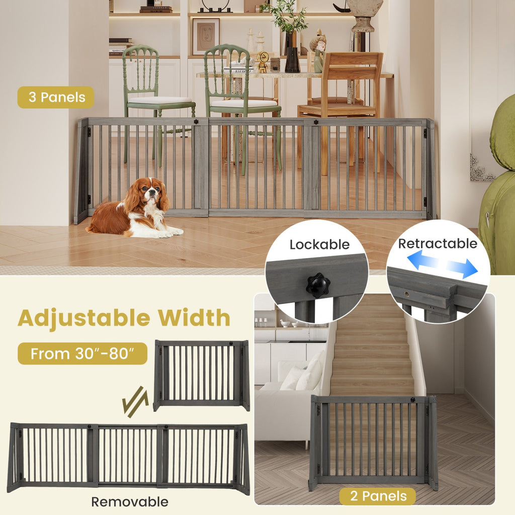 Adjustable 3-Panel Wood Pet Gate Foldable – photo 6 of 8