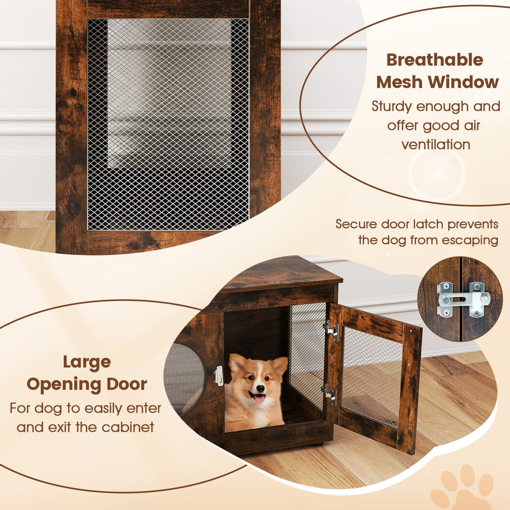 Furniture-Style Dog Crate with Translucent Window Rustic Brown – photo 8 of 8
