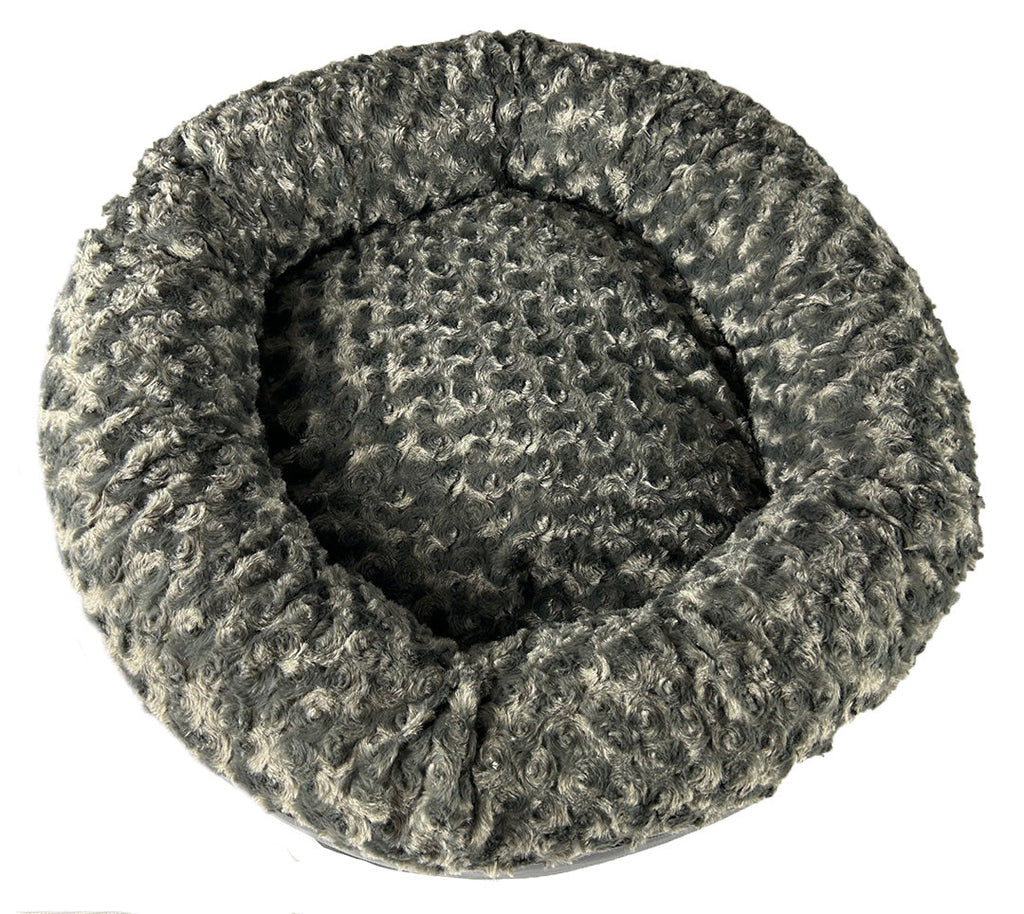 Round nest dog bed with calming bolster walls