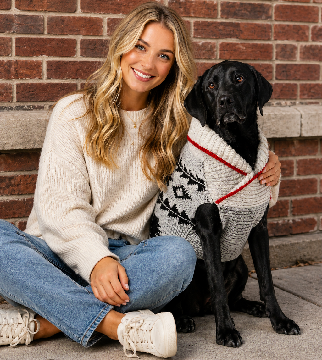 Jackson Dog Sweater Shawl Collar in Grey Black and White – photo 8 of 9