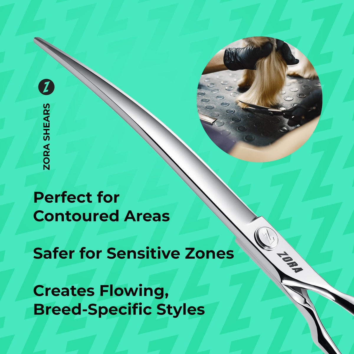 Zora Curved Pet Grooming Shears – Professional Grooming Scissors – alternate view 12