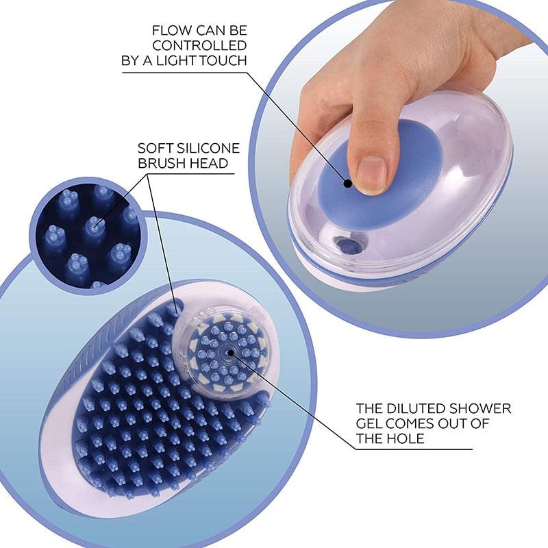 2-in-1 Silicone Pet Bath Massage Brush with Shampoo Dispenser – alternate view 4