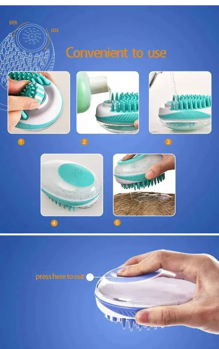 2-in-1 Soft Silicone Pet Bath Brush – Dog & Cat Grooming Massage Comb – alternate view 12