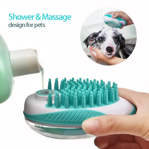2-in-1 Silicone Pet Bath Massage Brush with Shampoo Dispenser – alternate view 2