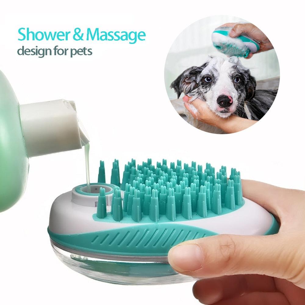 2-in-1 Silicone Pet Bath Massage Brush with Shampoo Dispenser – alternate view 8