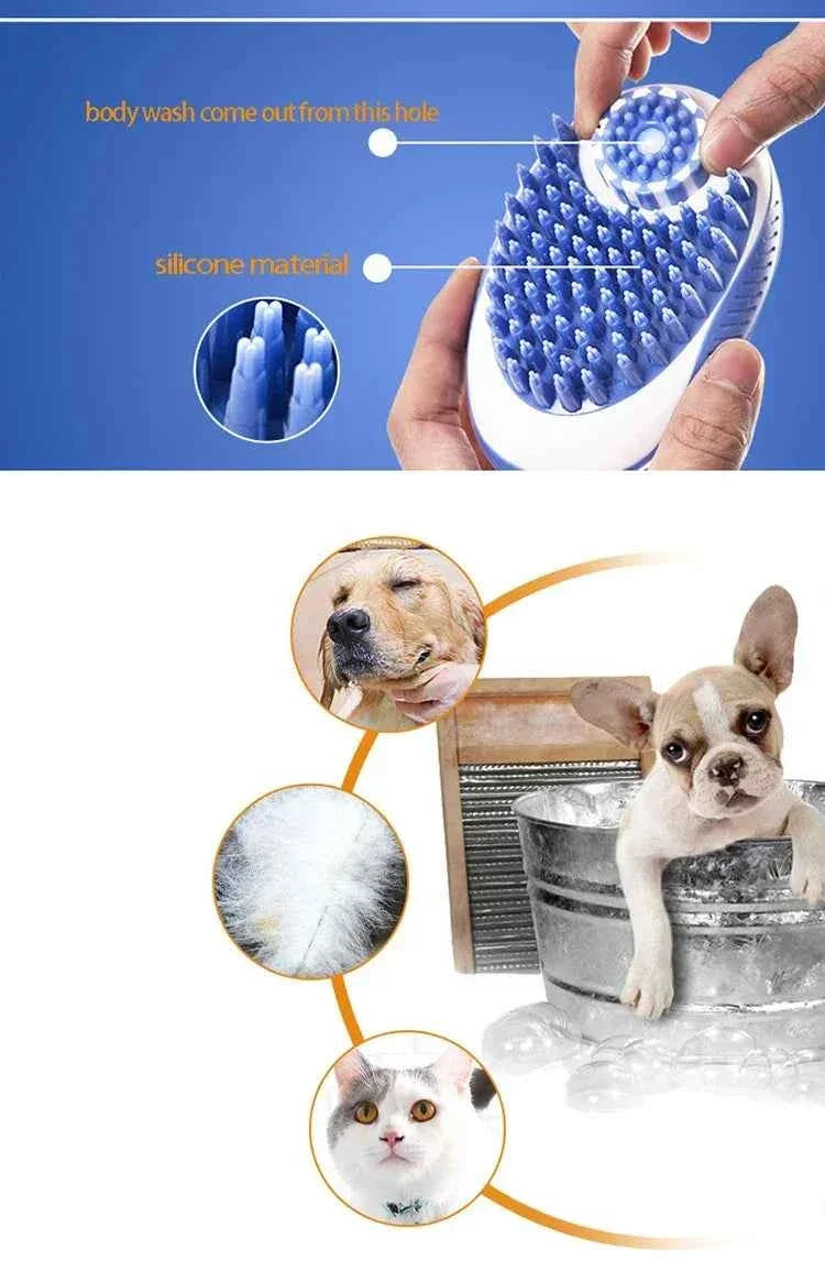 2-in-1 Soft Silicone Pet Bath Brush – Dog & Cat Grooming Massage Comb – alternate view 13