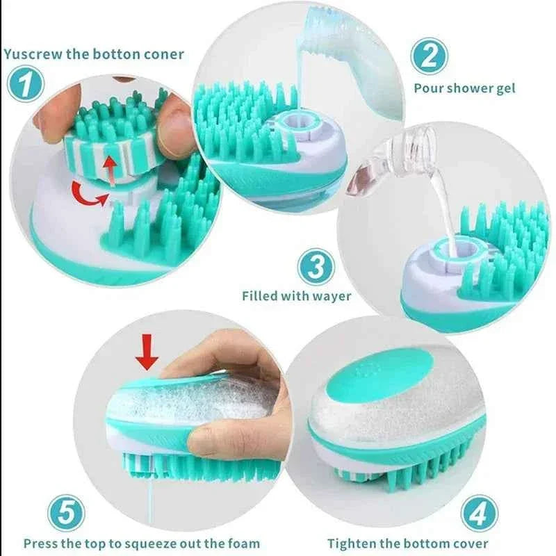 2-in-1 Soft Silicone Pet Bath Brush – Dog & Cat Grooming Massage Comb – alternate view 4