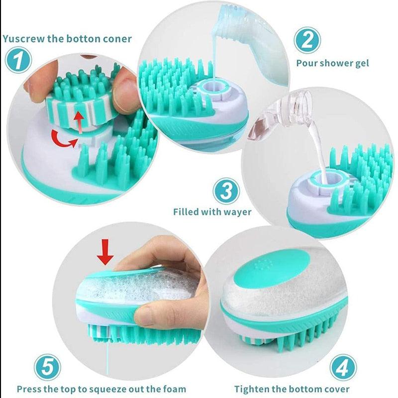2-in-1 Silicone Pet Bath Massage Brush with Shampoo Dispenser – alternate view 9