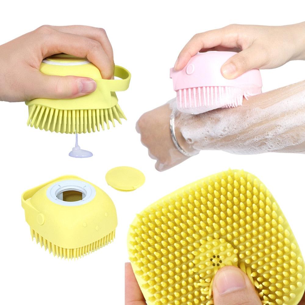 2-in-1 Silicone Pet Bath Massage Brush with Shampoo Dispenser – alternate view 6
