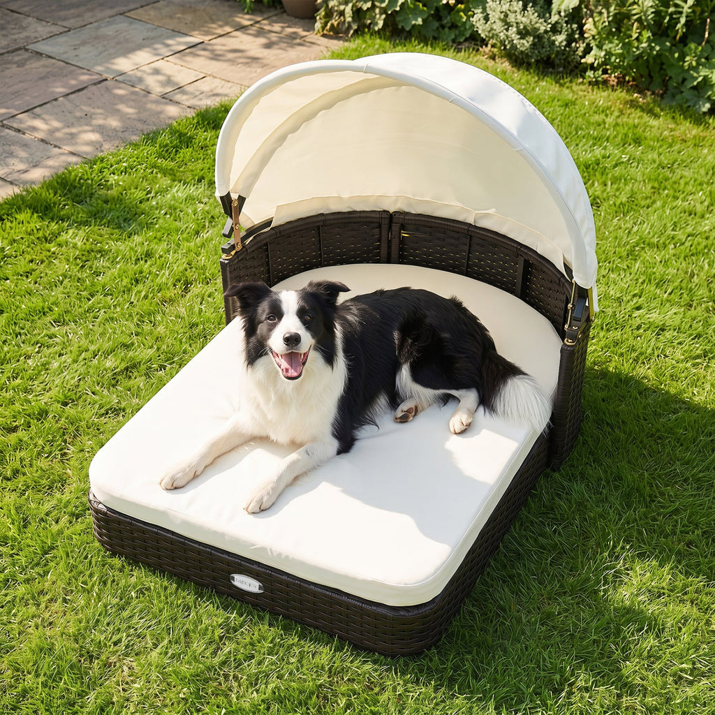 Rattan Pet Daybed with Adjustable Canopy – photo 1 of 8