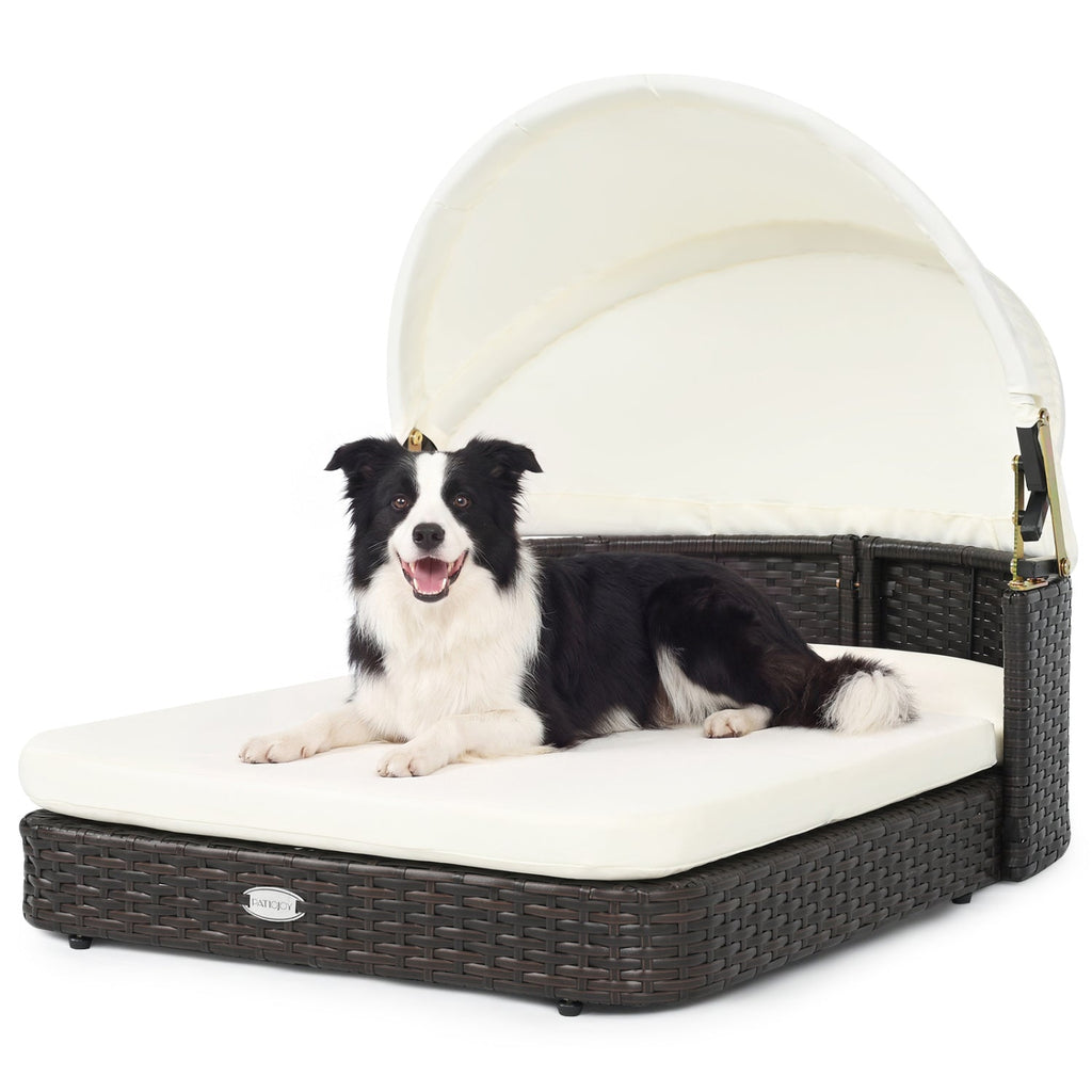 Rattan Pet Daybed with Adjustable Canopy – photo 3 of 8